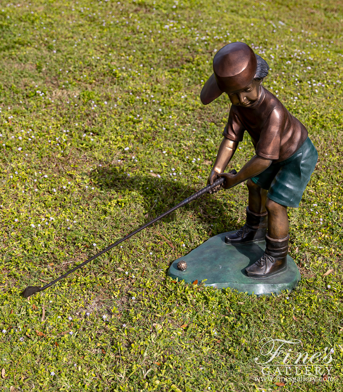 Bronze Statues  - Bronze Statue Of Young Golfer - BS-193